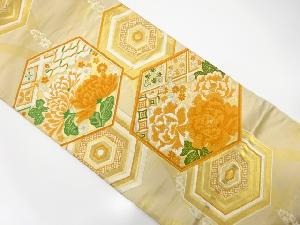 アンティーク　亀甲に花模様織出し袋帯（材料）